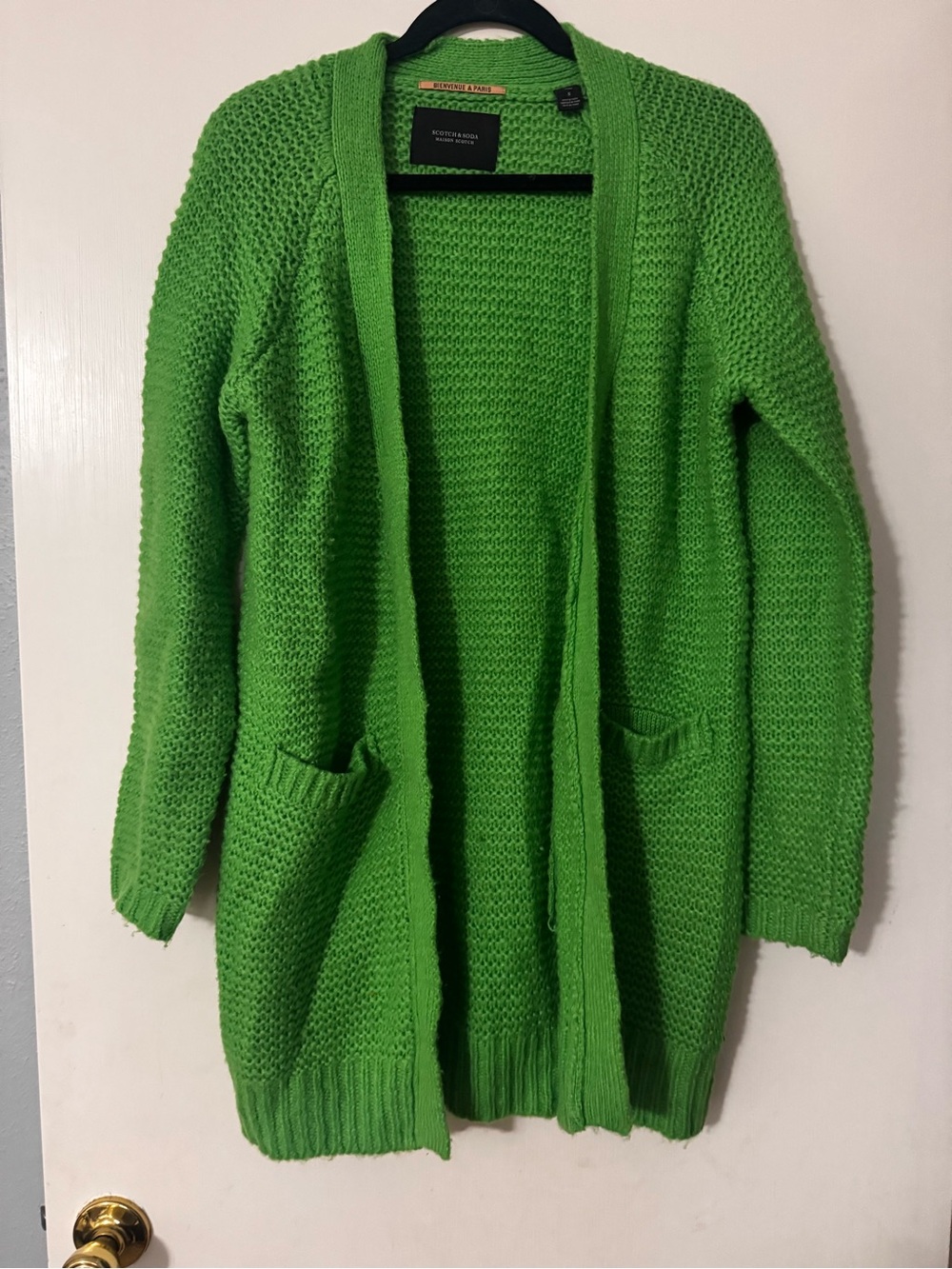 Scotch & Soda French Open-Front Green Knit Cardigan Sweater